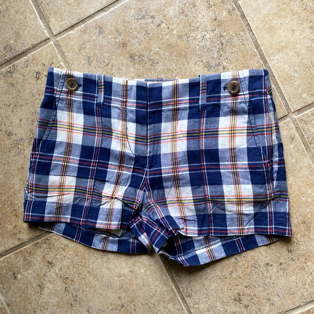 J. Crew - Woman’s city fit plaid shorts (blue/white/red/yellow), Size: 0